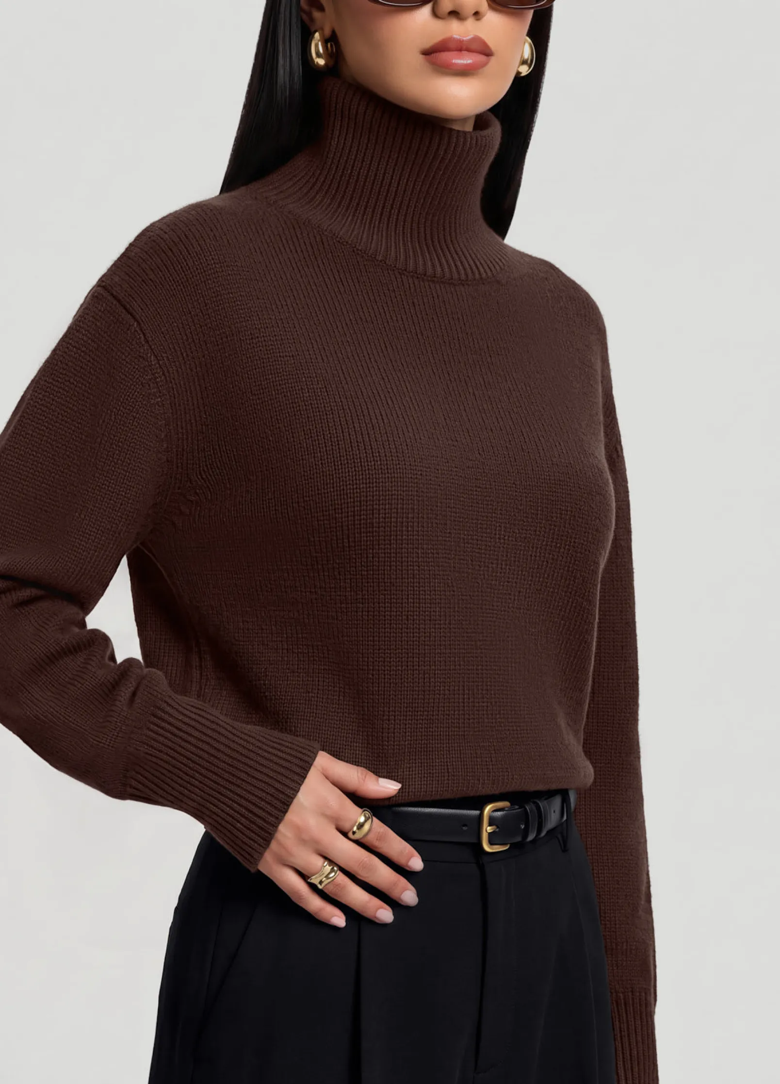 Oversized Woll-Rollkragenpullover