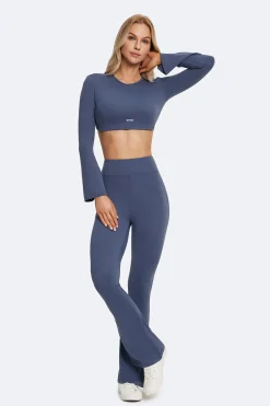 Rückenfreies Crop-Top mit vollen Ärmeln