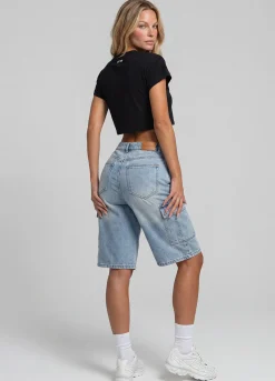 Relaxed Cargo Denim Shorts