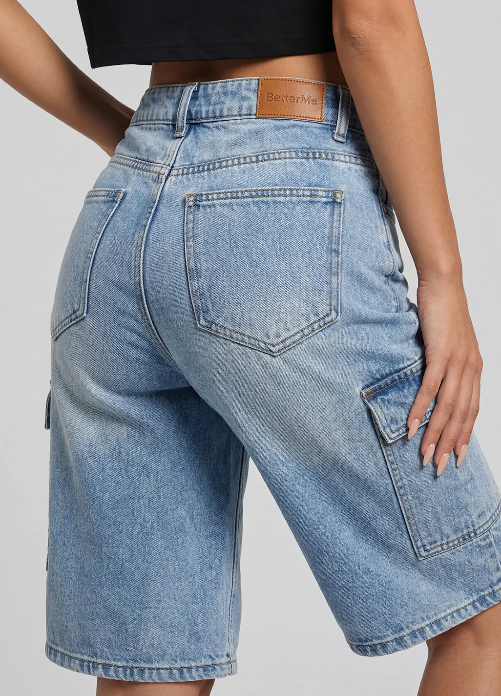 Relaxed Cargo Denim Shorts