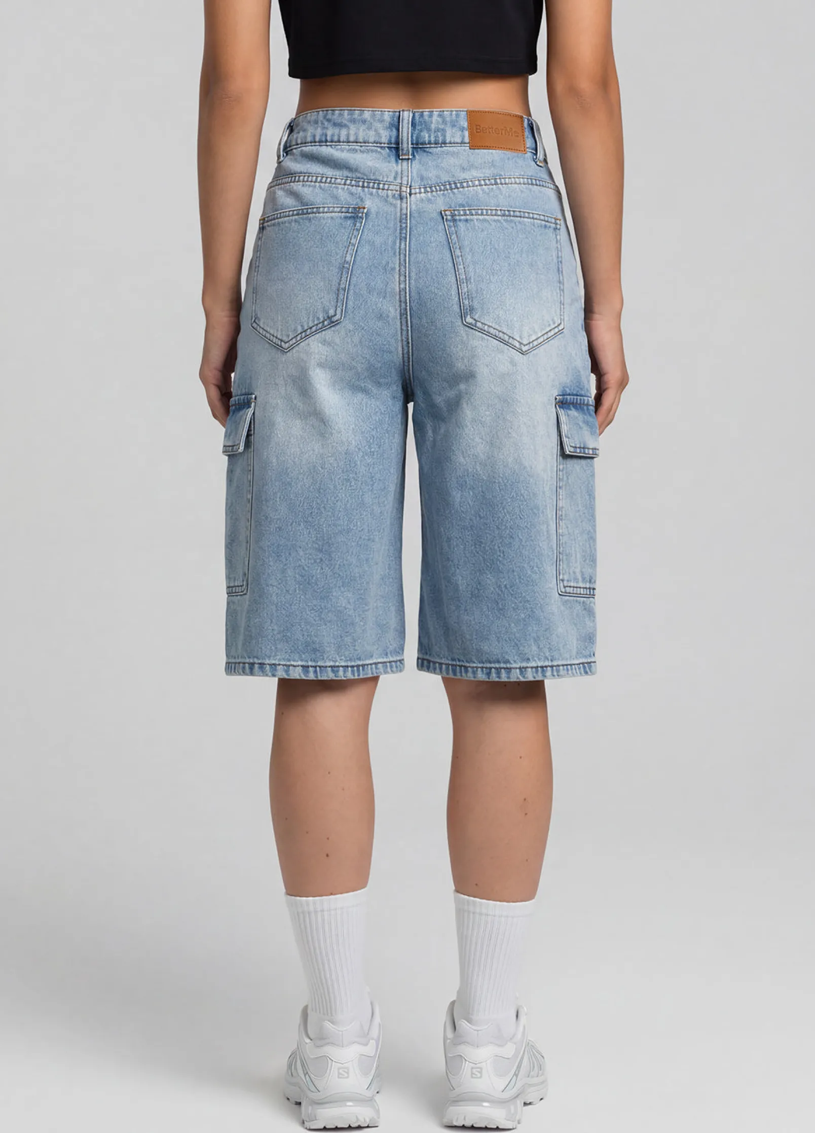 Relaxed Cargo Denim Shorts