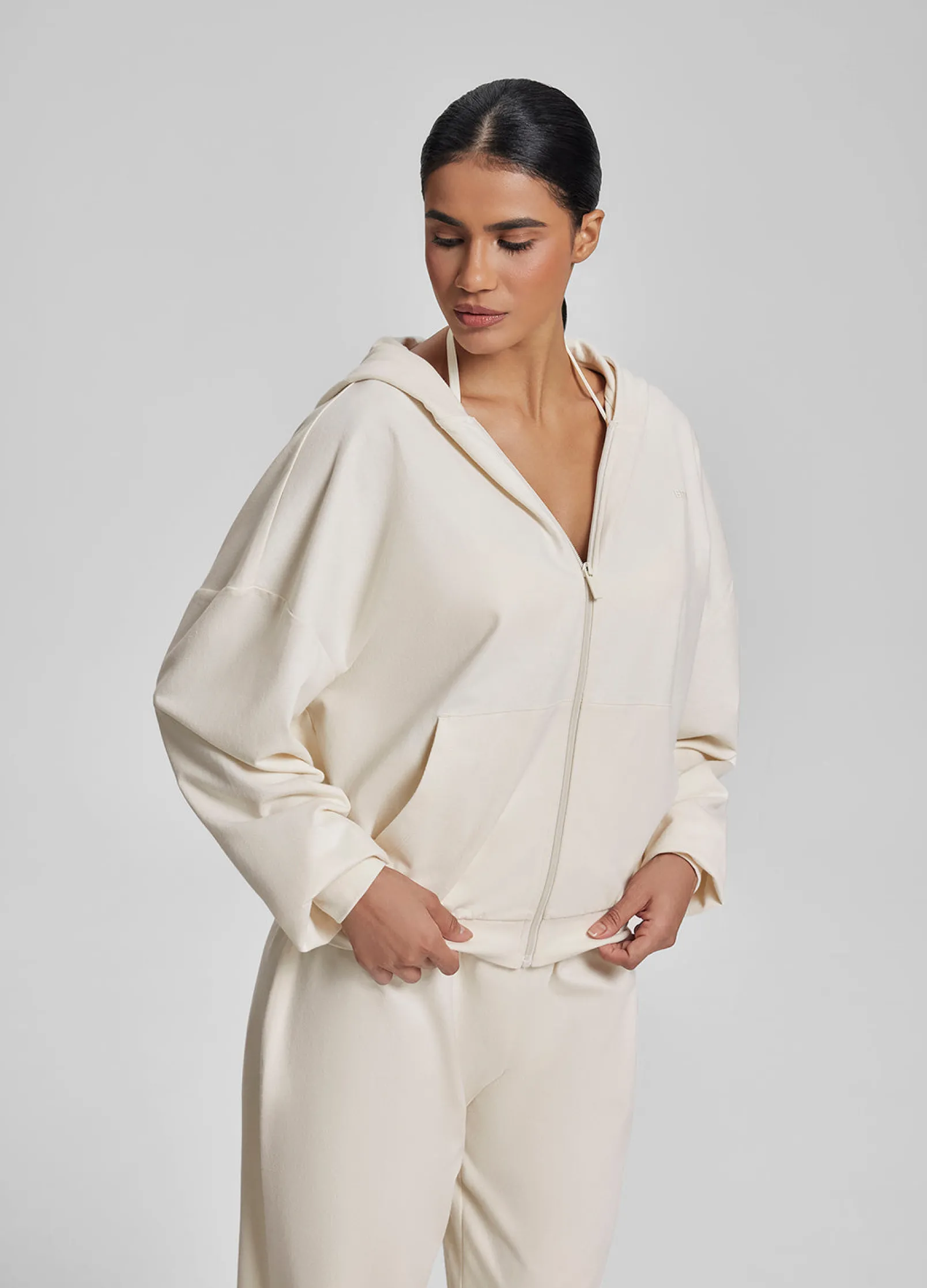 Relaxed Oversized Full Zipper Kangaroo Pockets Soft Hoodie