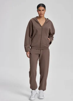 Relaxed Oversized Full Zipper Kangaroo Pockets Soft Hoodie