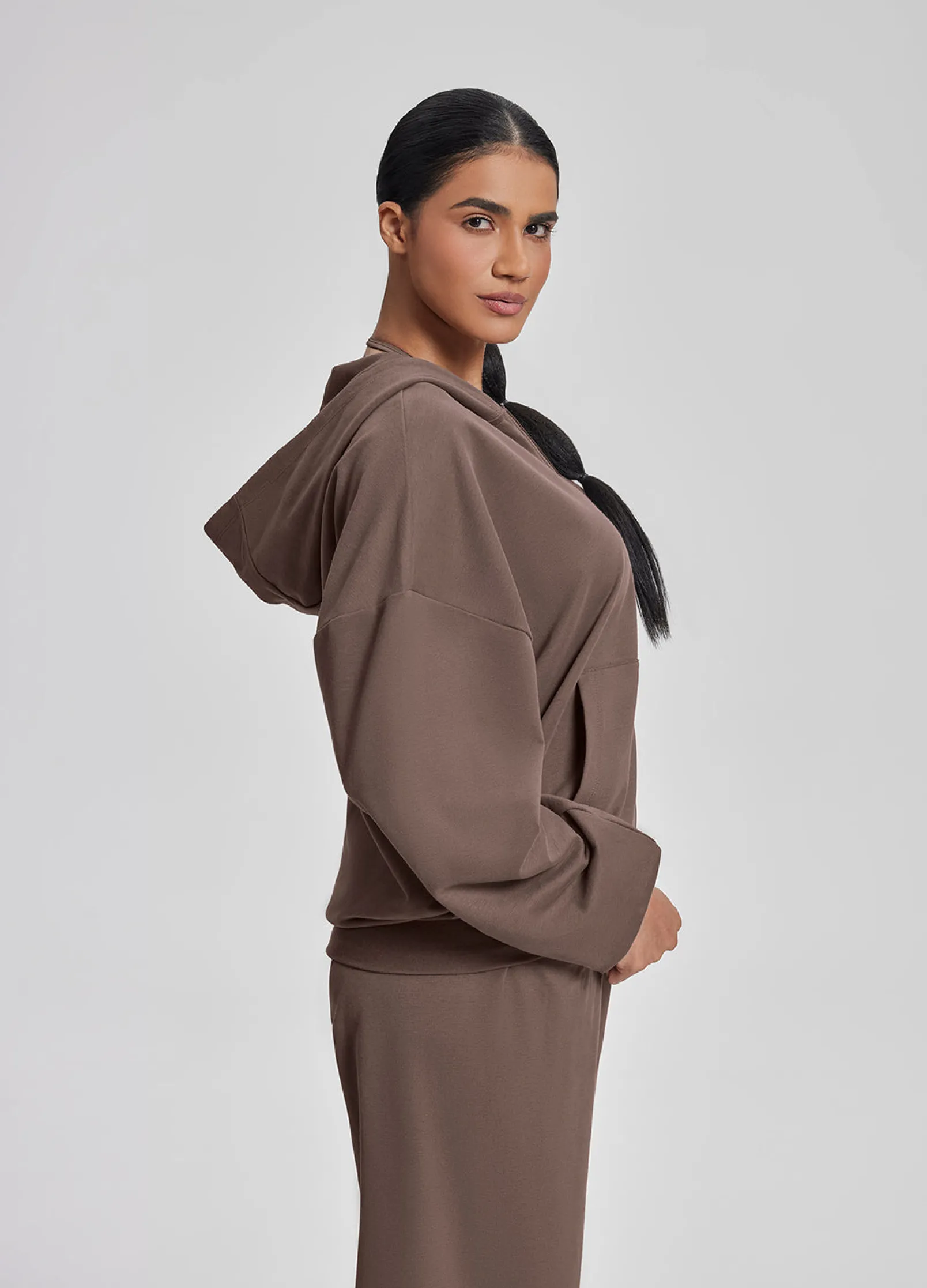 Relaxed Oversized Full Zipper Kangaroo Pockets Soft Hoodie