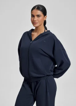 Relaxed Oversized Full Zipper Kangaroo Pockets Soft Hoodie