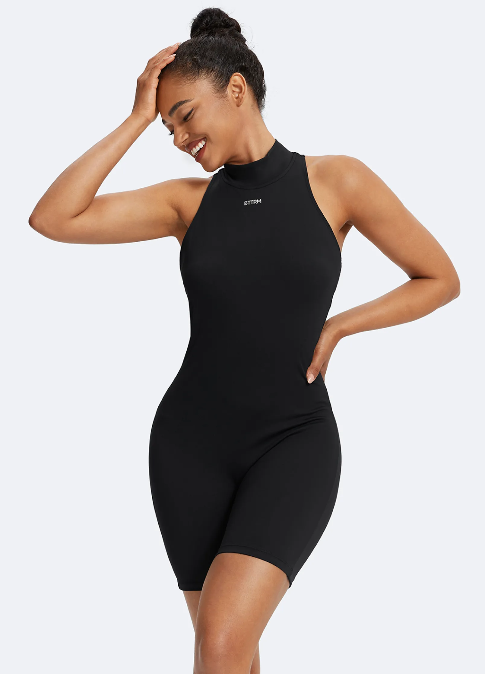 Ärmelloser Bodysuit mit hohem Halsausschnitt