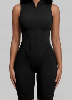 Ärmelloser Shorts-Catsuit mit geschlossenem Rücken