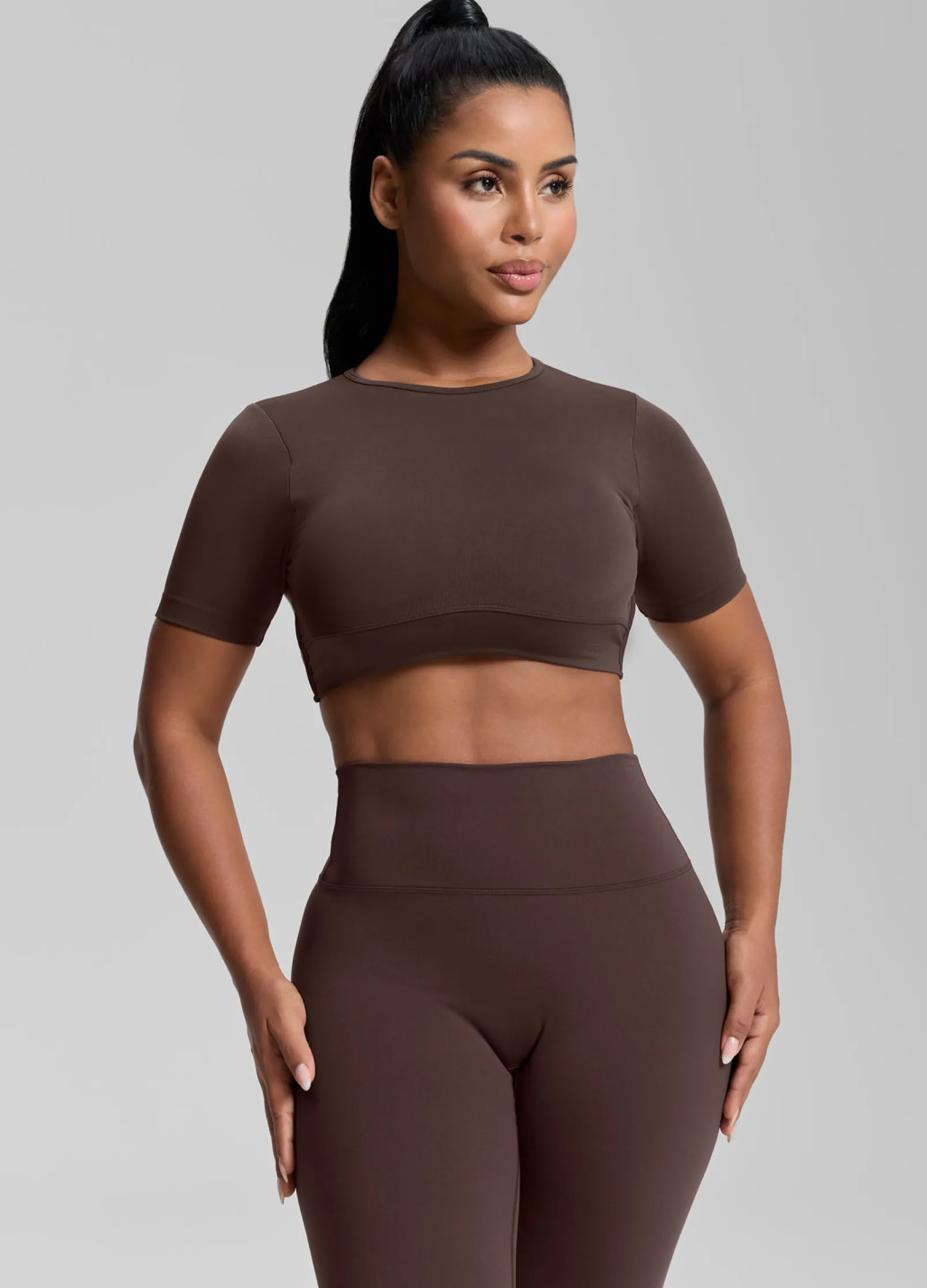 SculptMe Crew Neckline Backless Removable Bra Cups Seamless Crop Top