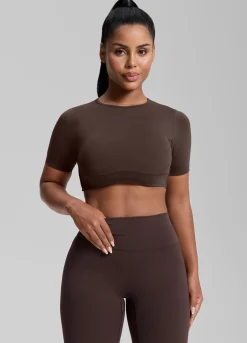 SculptMe Crew Neckline Backless Removable Bra Cups Seamless Crop Top