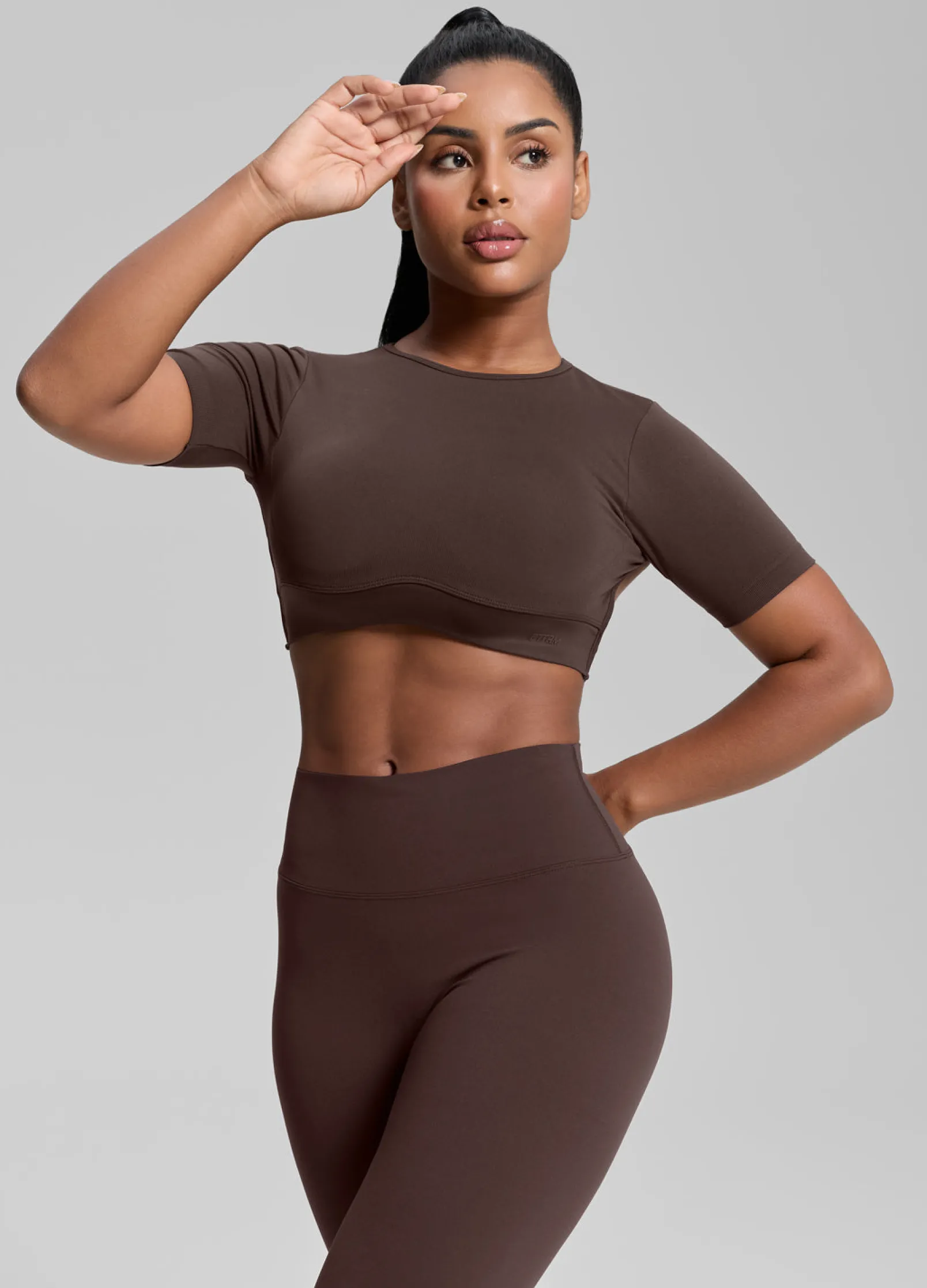 SculptMe Crew Neckline Backless Removable Bra Cups Seamless Crop Top
