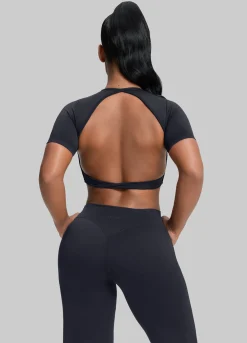 SculptMe Crew Neckline Backless Removable Bra Cups Seamless Crop Top