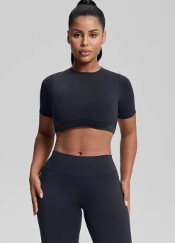 SculptMe Crew Neckline Backless Removable Bra Cups Seamless Crop Top