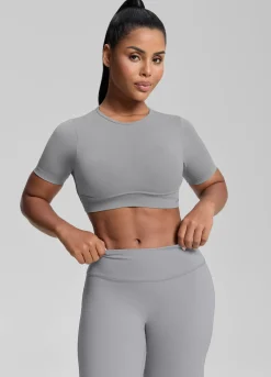 SculptMe Crew Neckline Backless Removable Bra Cups Seamless Crop Top
