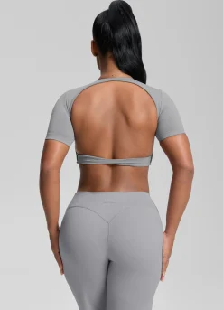 SculptMe Crew Neckline Backless Removable Bra Cups Seamless Crop Top