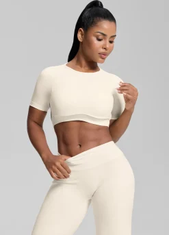 SculptMe Crew Neckline Backless Removable Bra Cups Seamless Crop Top