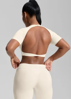SculptMe Crew Neckline Backless Removable Bra Cups Seamless Crop Top