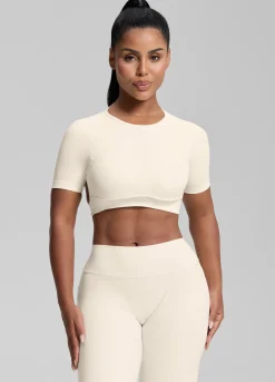 SculptMe Crew Neckline Backless Removable Bra Cups Seamless Crop Top