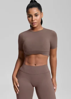SculptMe Crew Neckline Backless Removable Bra Cups Seamless Crop Top
