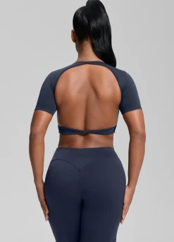 SculptMe Crew Neckline Backless Removable Bra Cups Seamless Crop Top