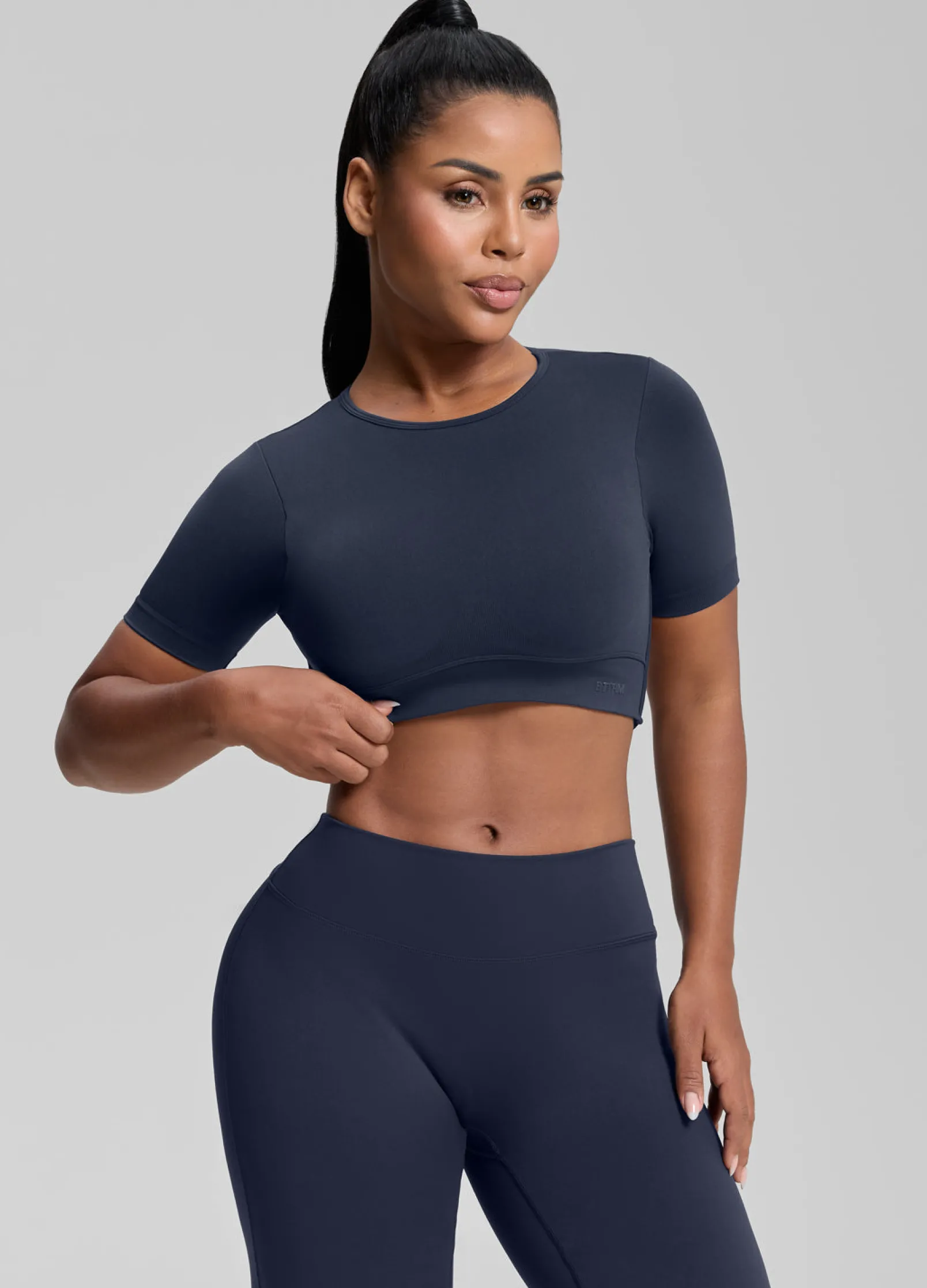 SculptMe Crew Neckline Backless Removable Bra Cups Seamless Crop Top
