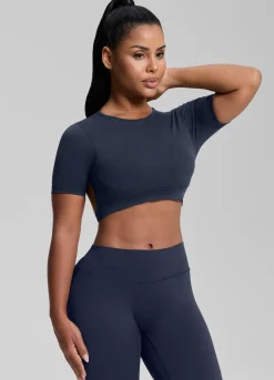 SculptMe Crew Neckline Backless Removable Bra Cups Seamless Crop Top