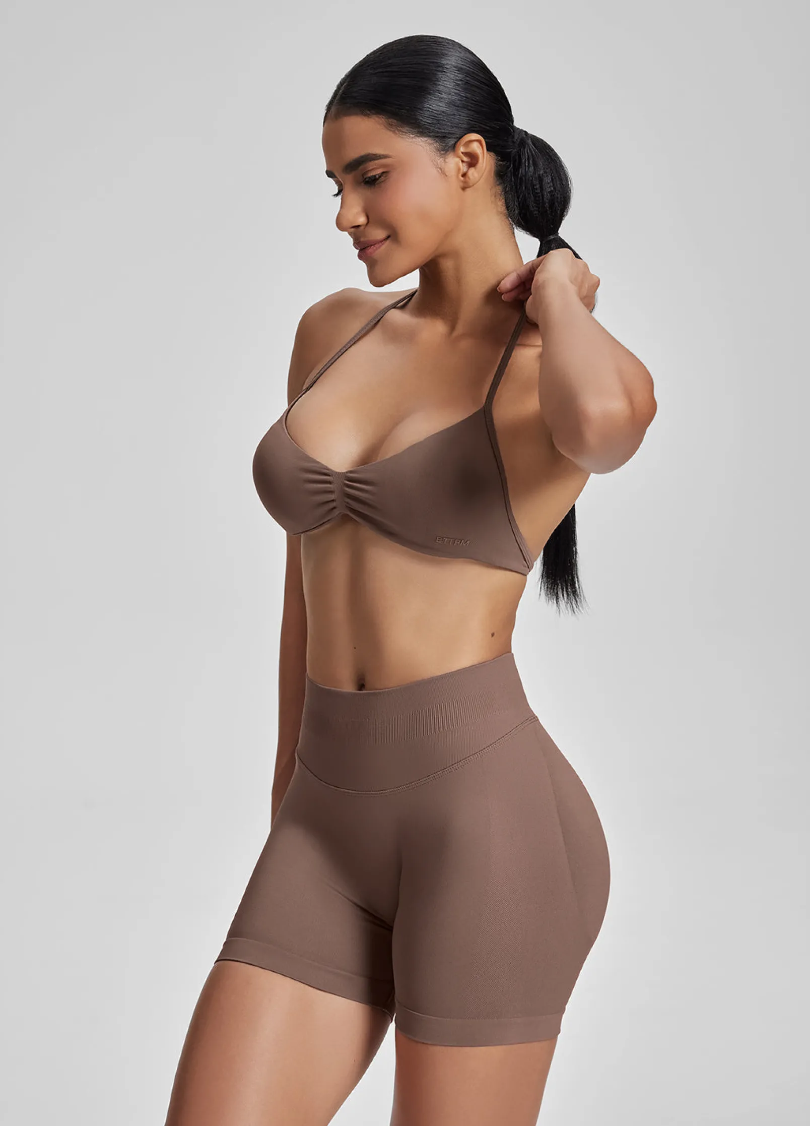 SculptMe Halterneck Backless Strappy Functional Twill Knit Bra