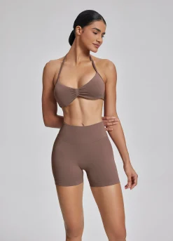 SculptMe Halterneck Backless Strappy Functional Twill Knit Bra