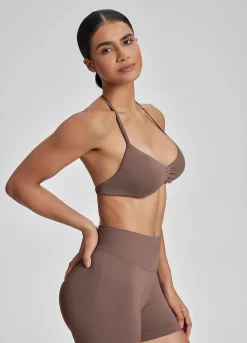 SculptMe Halterneck Backless Strappy Functional Twill Knit Bra