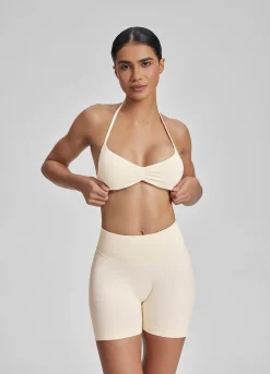 SculptMe Halterneck Backless Strappy Functional Twill Knit Bra