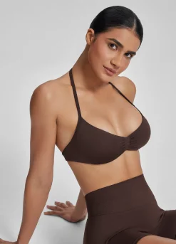 SculptMe Halterneck Backless Strappy Functional Twill Knit Bra