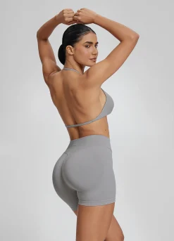 SculptMe Halterneck Backless Strappy Functional Twill Knit Bra