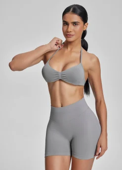 SculptMe Halterneck Backless Strappy Functional Twill Knit Bra