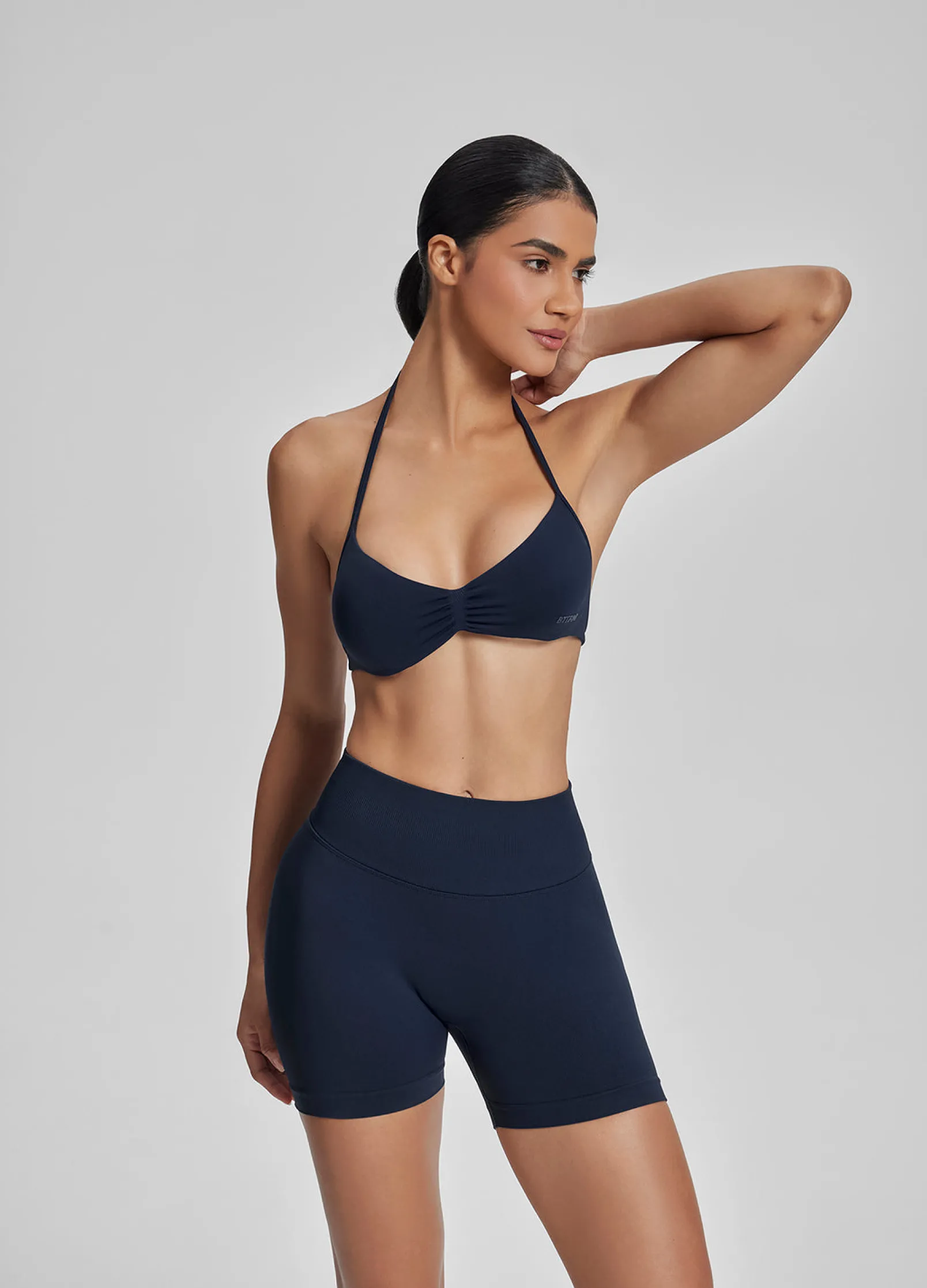 SculptMe Halterneck Backless Strappy Functional Twill Knit Bra