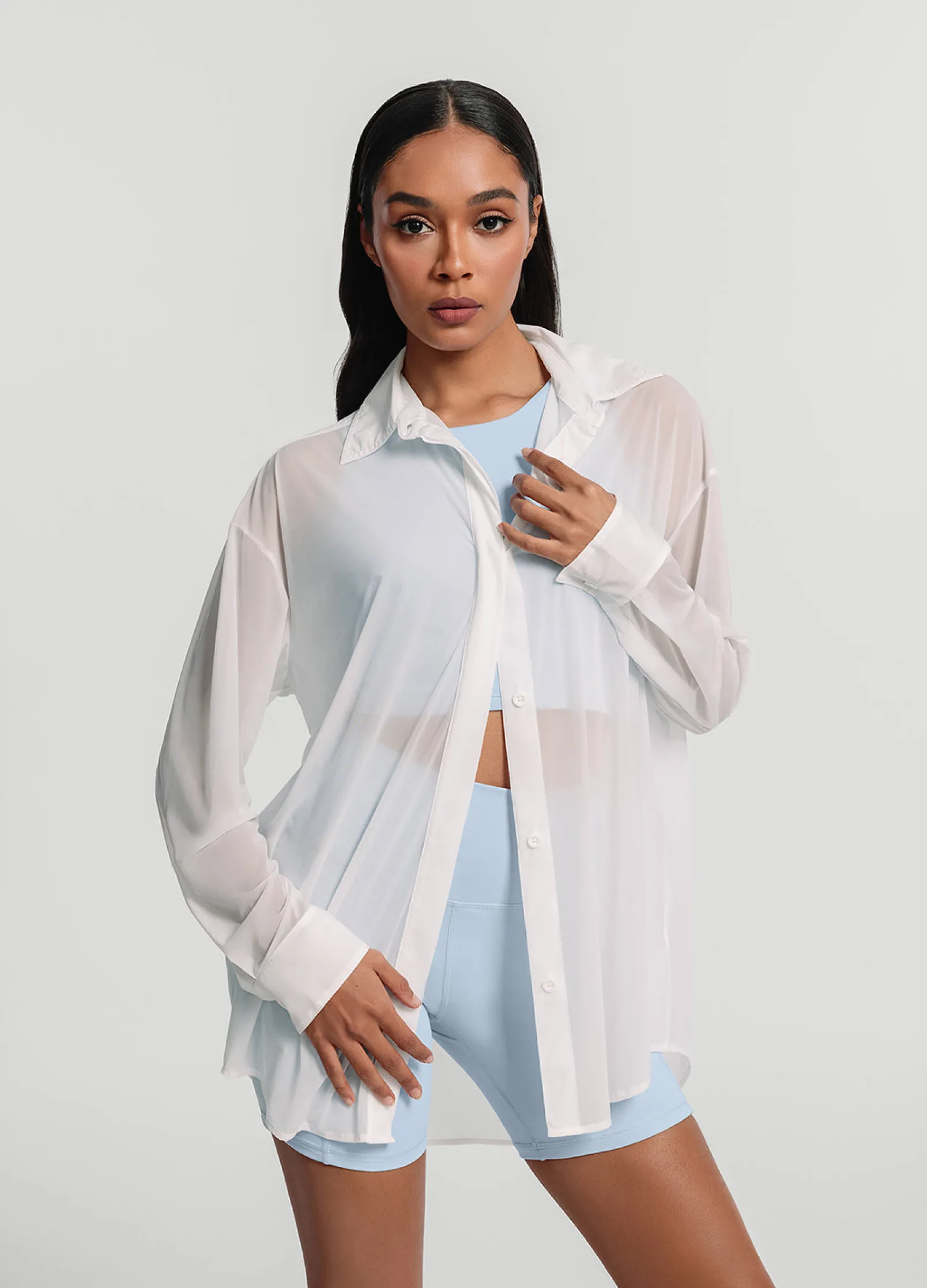 Sheer Button-Up Shirt