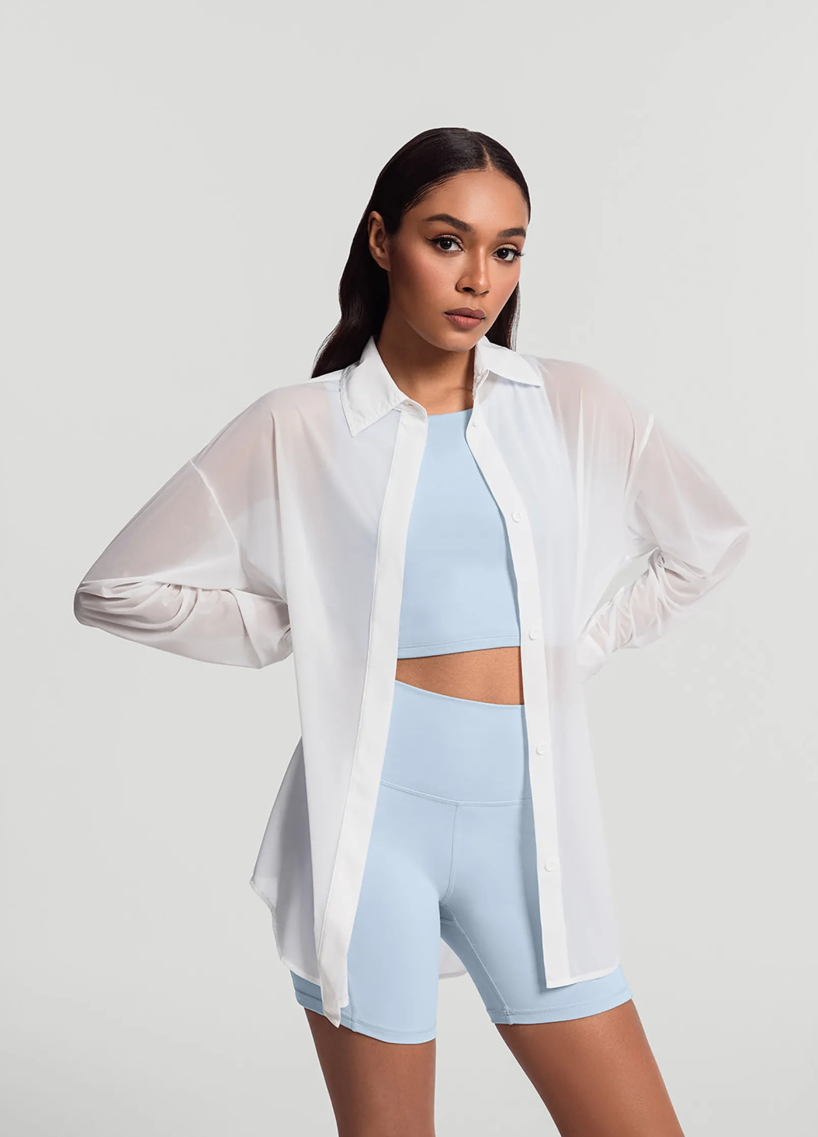 Sheer Button-Up Shirt