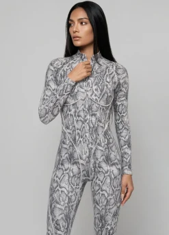 Silver Snake Closed-Back Catsuit