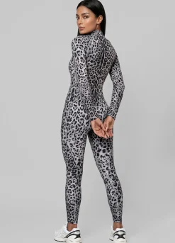 Snow Leopard Closed-Back Catsuit