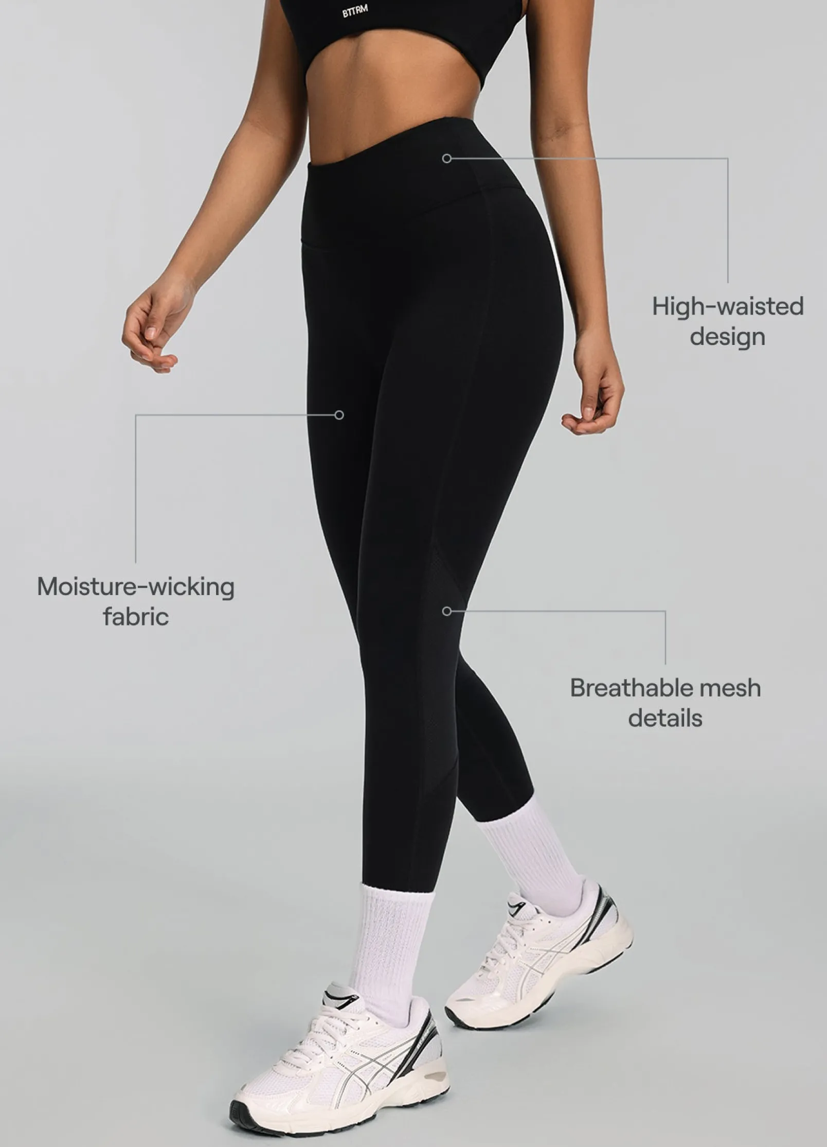 Stretch-Performance-Leggings mit hohem Bund