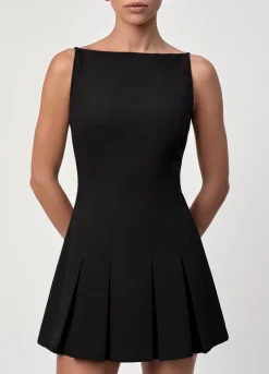 Strukturiertes Minikleid mit Plisseerock