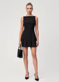 Strukturiertes Minikleid mit Plisseerock