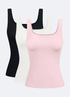 Tanktop mit eckigem Ausschnitt – 3er-Pack