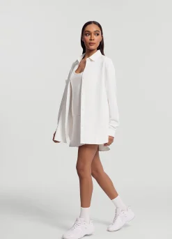 Textured Oversized Button-Up Shirt