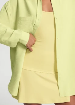 Textured Oversized Button-Up Shirt
