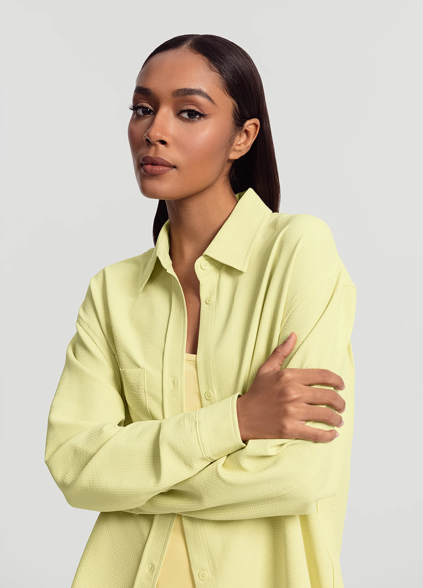 Textured Oversized Button-Up Shirt