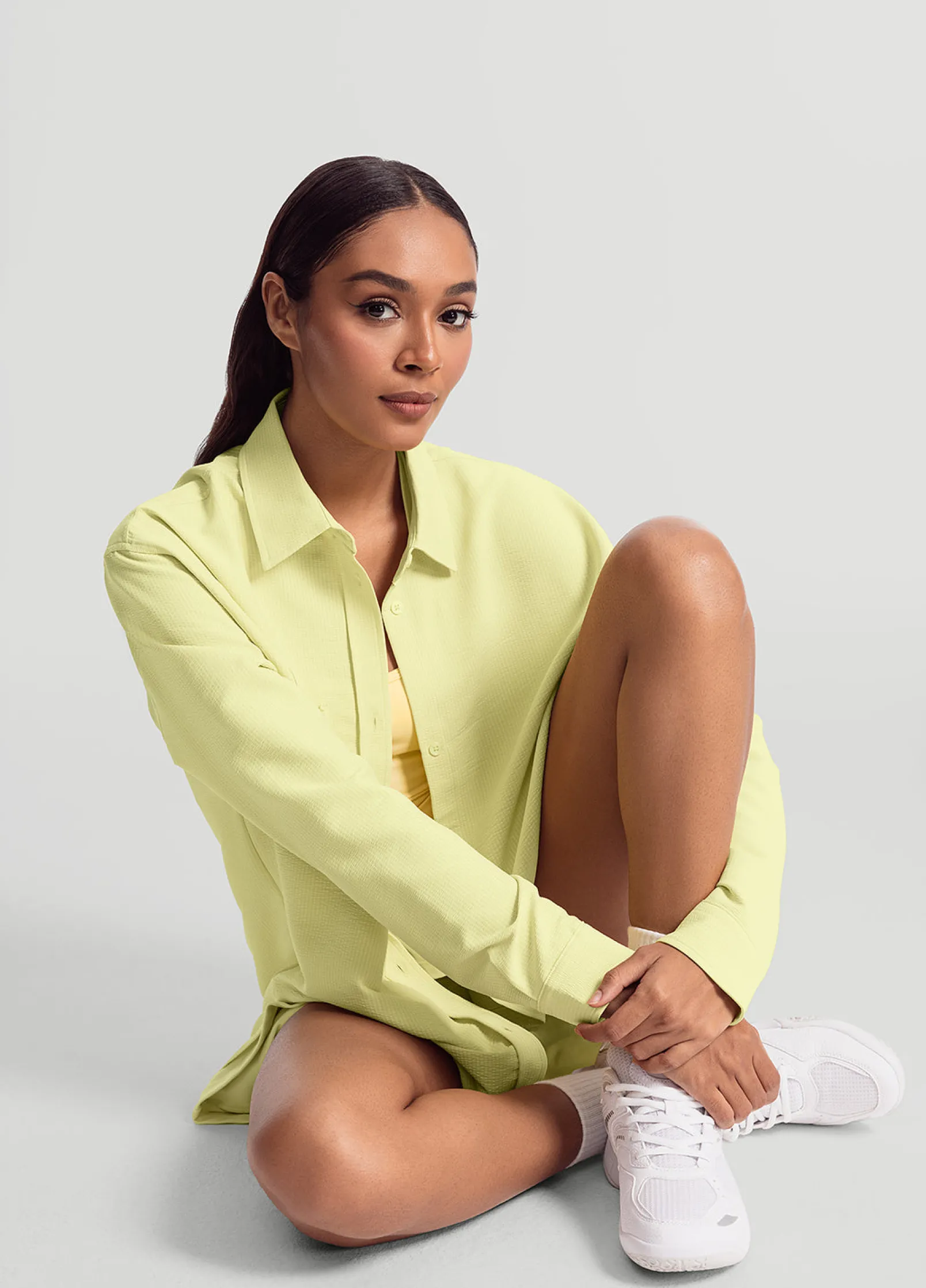 Textured Oversized Button-Up Shirt